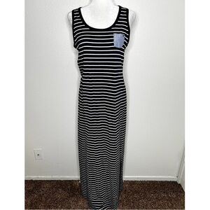 Tommy Hilfiger Womens Navy Striped Sleeveless Knit Maxi Dress Size S EUC